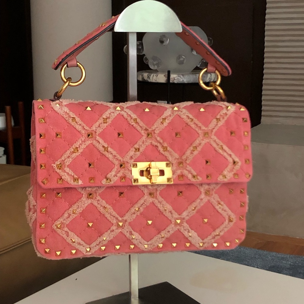 VALENTINO GARAVANI denim rockstud Top-Handle Bag
